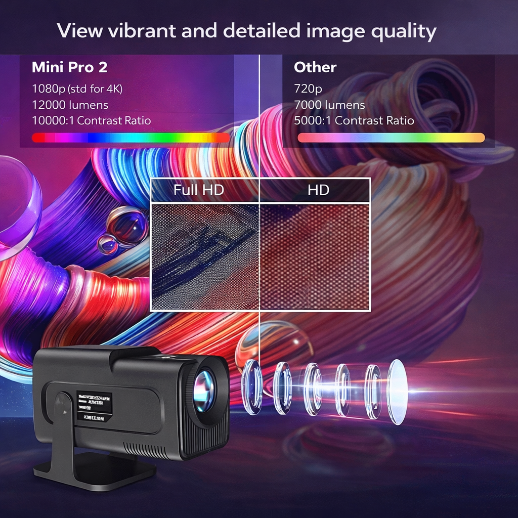 Miniprojetor Smart 4K Portátil para Home Theater