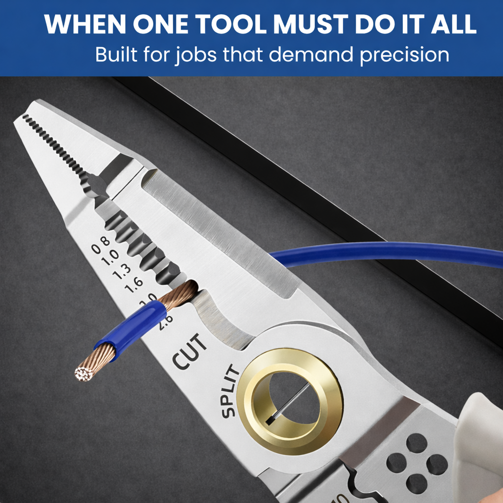 Wire Stripper Crimping Multi Tool with Steel Cable Cutter
