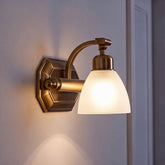 Frosted Glass Vanity Light – 1-light ∅ 11.8″ x H 6.3″, Copper & White – product image 1