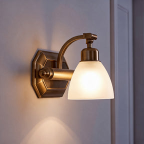 Frosted Glass Vanity Light – 1-light ∅ 11.8″ x H 6.3″, Copper & White – product image 1