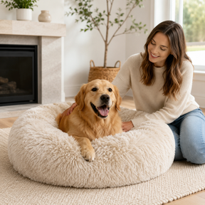 Cama Relaxante para Cães, de Pelúcia, Lavável à Máquina, Design Aconchegante
