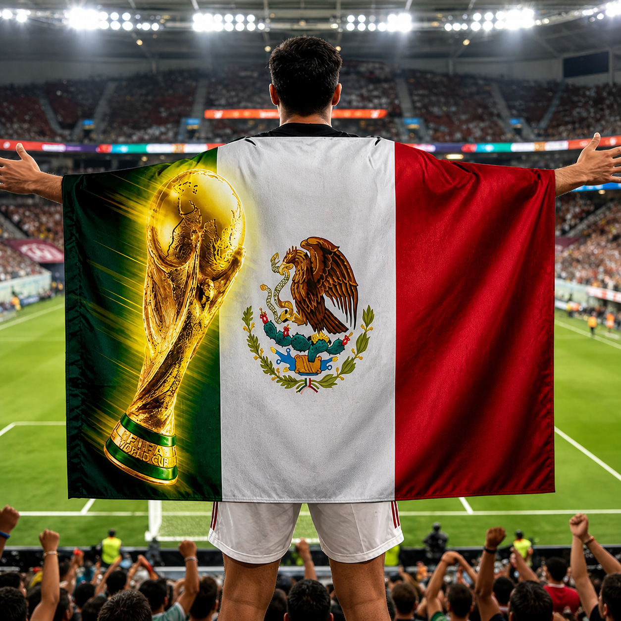 Bandeira Vestível de Torcedor de Futebol do México para Jogos