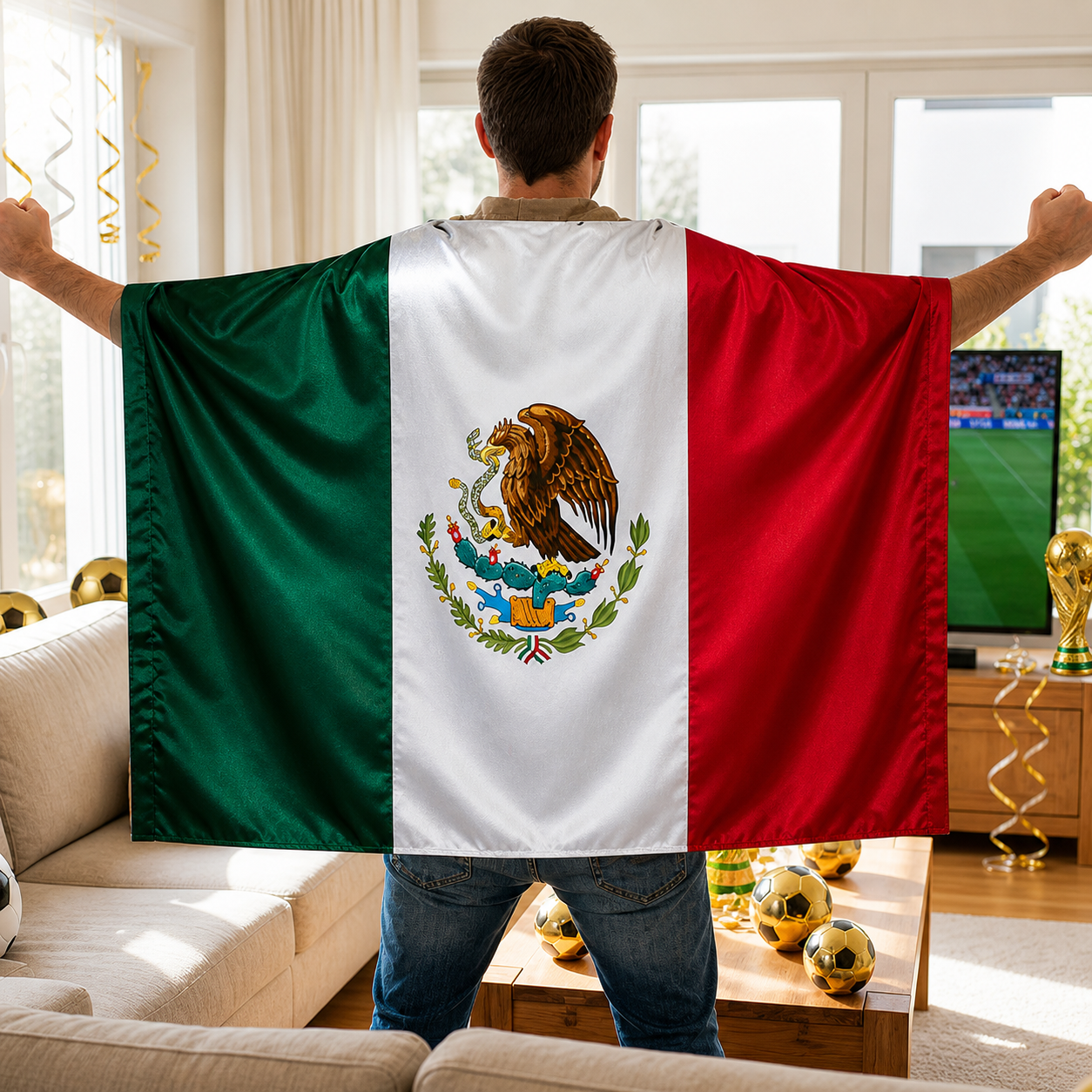 Bandeira Vestível de Torcedor de Futebol do México para Jogos