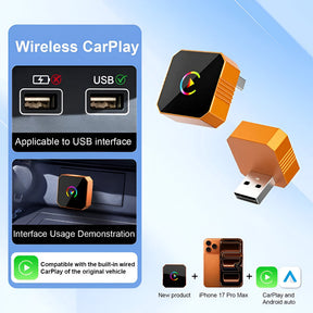 Adaptador Wireless para CarPlay Mini Dispositivo de Conectividade USB Auto