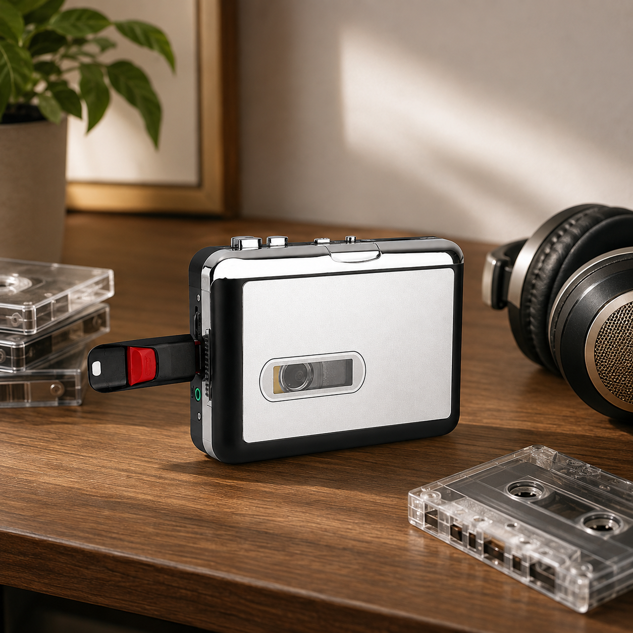 Conversor de Fitas Cassete USB Portátil Automático