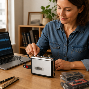 Conversor de Fitas Cassete USB Portátil Automático