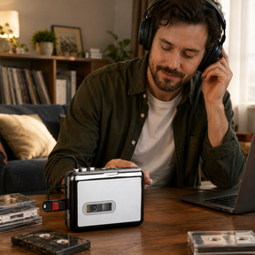 Conversor de Fitas Cassete USB Portátil Automático