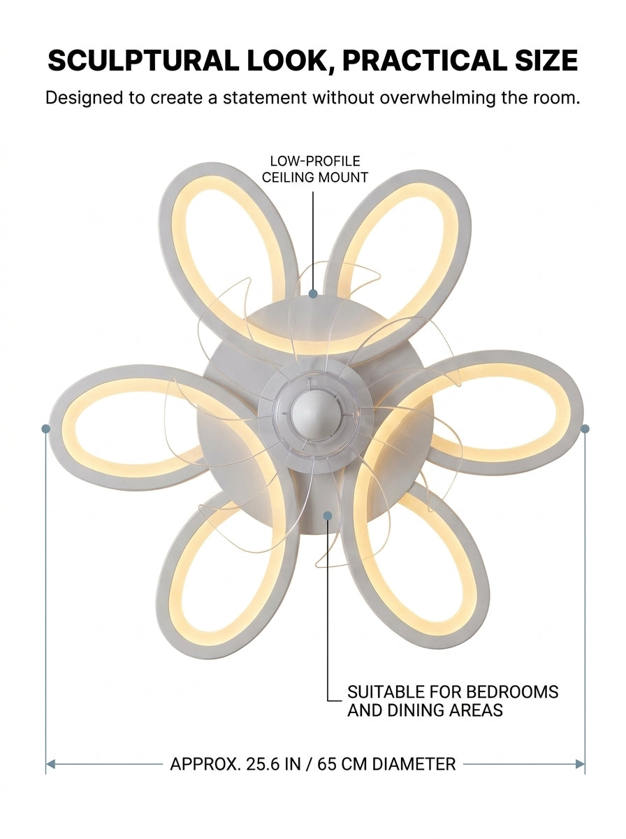 Butterfly loop modern fandelier ceiling fan with LED light
