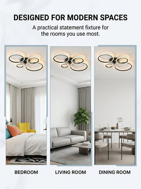 Modern 4 ring fandelier ceiling fan with LED light