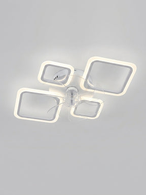 Quadra Halo low profile fandelier ceiling fan with LED light - white