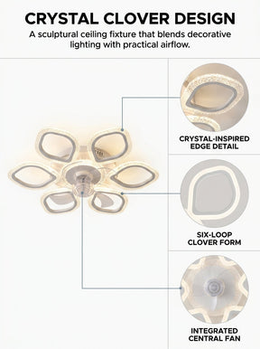 Crystal clover fandelier chandelier ceiling fan with LED light