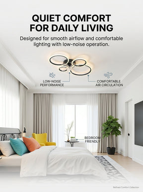 Modern 4 ring fandelier ceiling fan with LED light