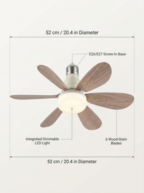 Ventilador de teto com luminária tipo soquete