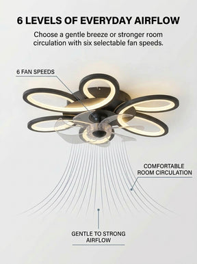 Butterfly loop modern fandelier ceiling fan with LED light