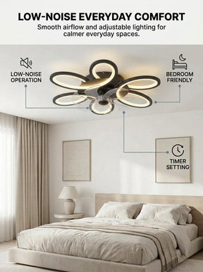 Butterfly loop modern fandelier ceiling fan with LED light