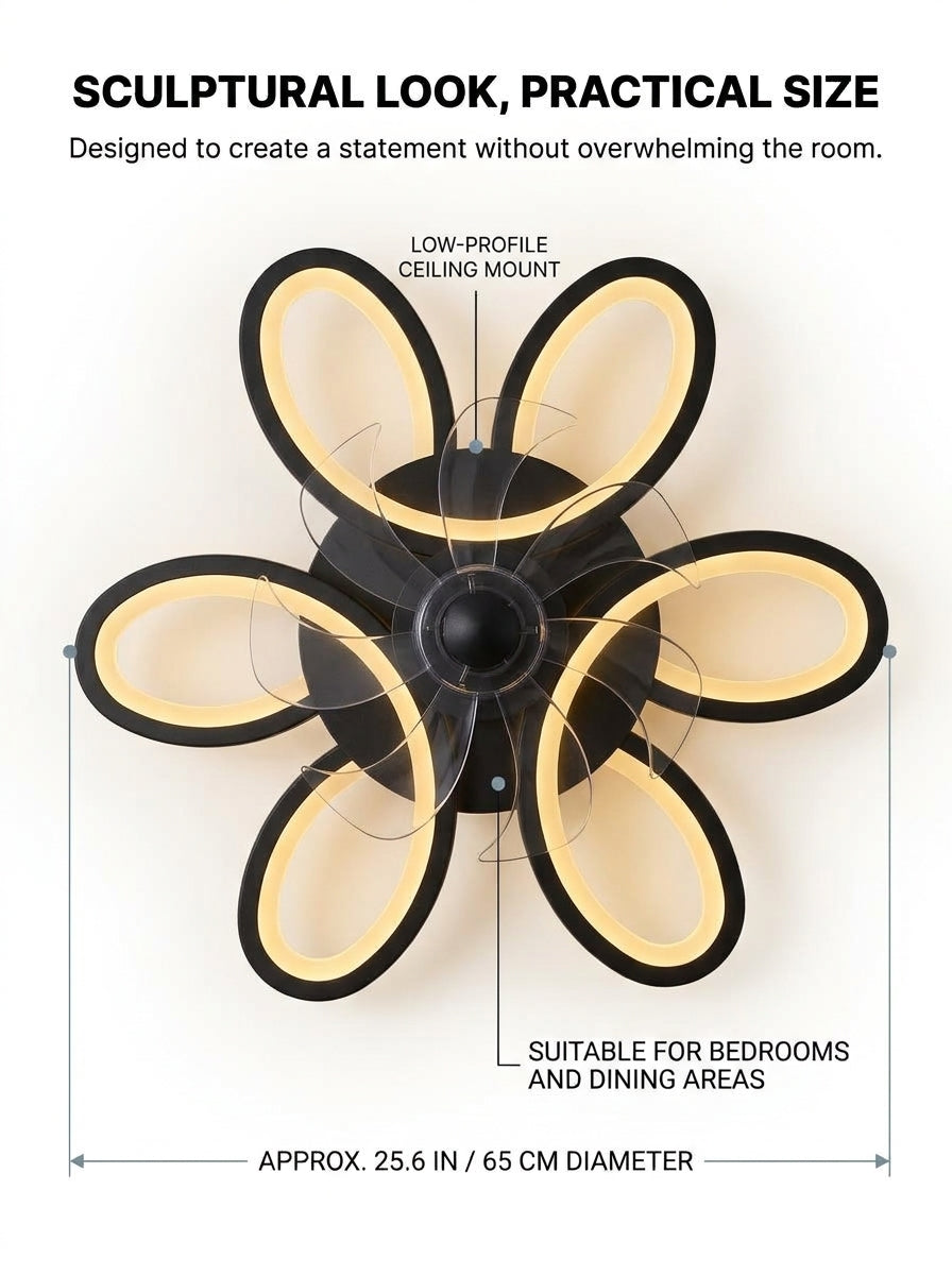 Butterfly loop modern fandelier ceiling fan with LED light