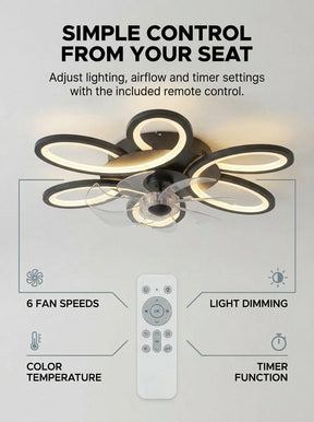 Butterfly loop modern fandelier ceiling fan with LED light