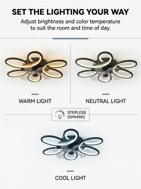 Butterfly loop modern fandelier ceiling fan with LED light