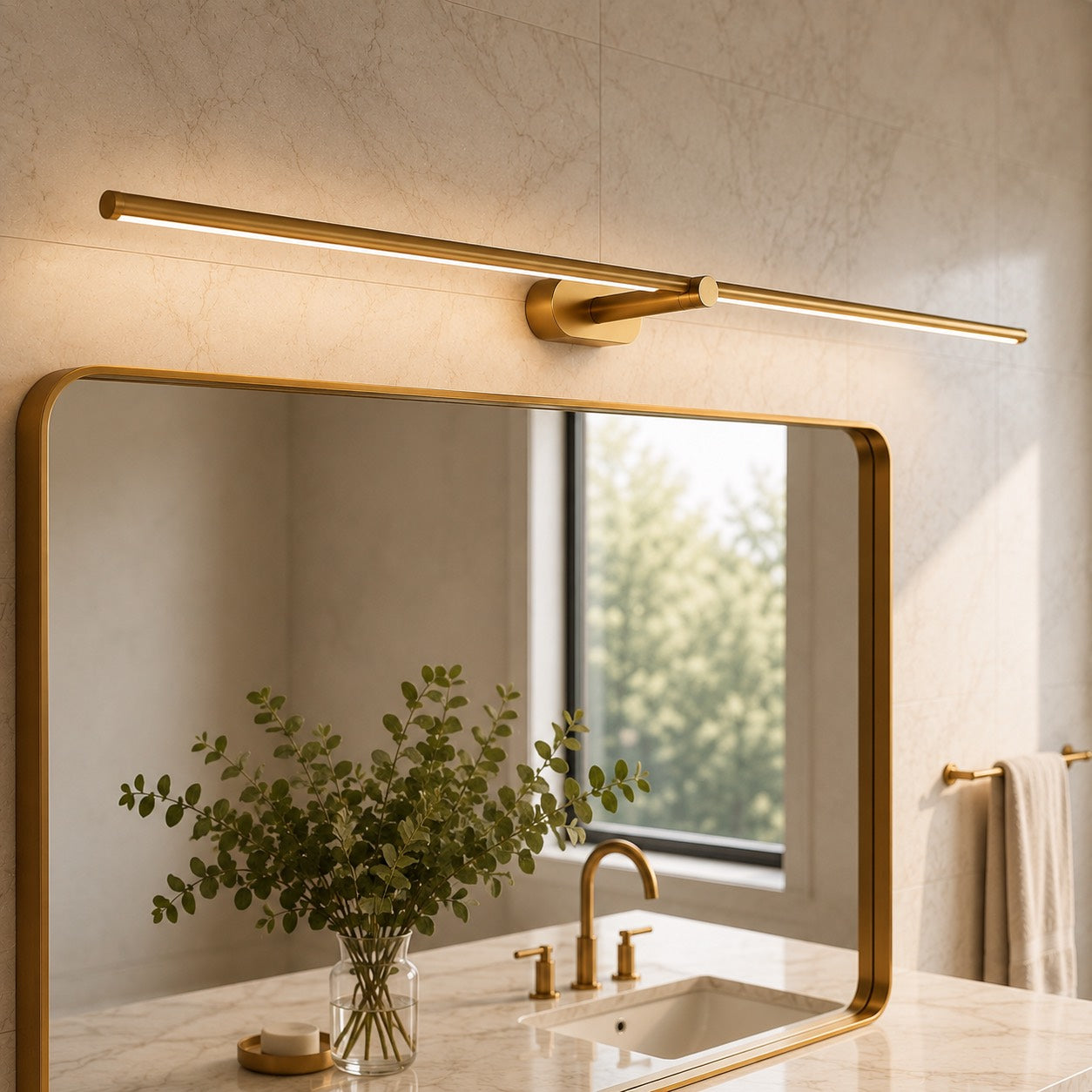 Minimalist Linear LED Wall Sconce – L50" x D5.9" / 127 x 15cm, Gold & Triac Dimmable Warm Light – product image 55