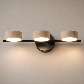 Travertine Vanity Light – 3-Lights ∅ 18.1″ x H 1.6″, Yellow Travertine & Black, Triac Warm Dimming – product image 17