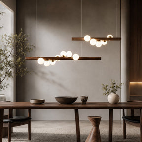 Walnut Globe Linear Chandelier – pendant light image 2