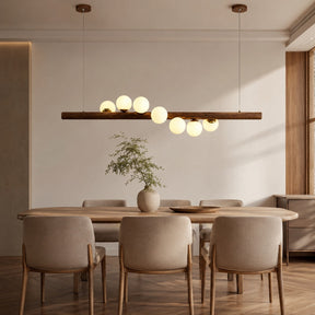 Walnut Globe Linear Chandelier – Large Horizontal | (7 Balls), RC Changeable – pendant light image 13