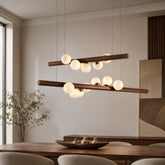 Walnut Globe Linear Chandelier – Small Horizontal | 5 Balls, RC Changeable – pendant light image 9