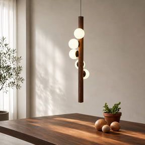 Walnut Globe Linear Chandelier – Small Vertical | 5 Balls, RC Changeable – pendant light image 11