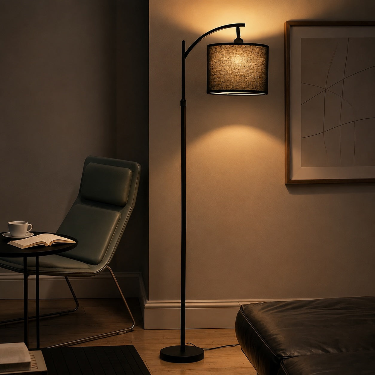 Arc Floor Lamp – Black lampshade, Dimmable (2700K - 6500K), Set of 2 – floor lamp image 13