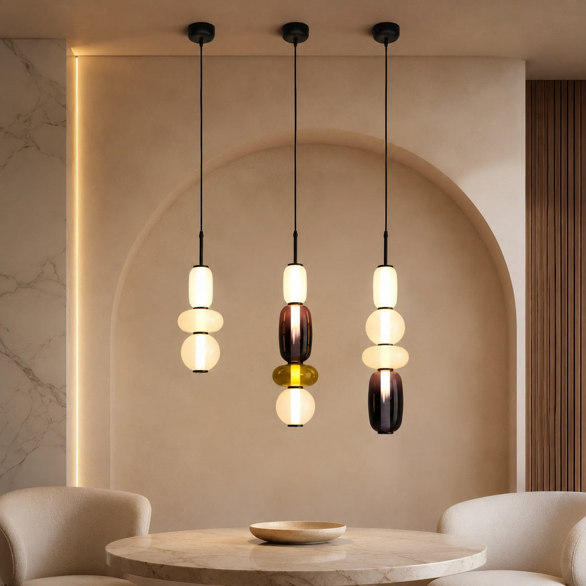 Textured Hand-Blown Glass Pendant Light – pendant light image 2