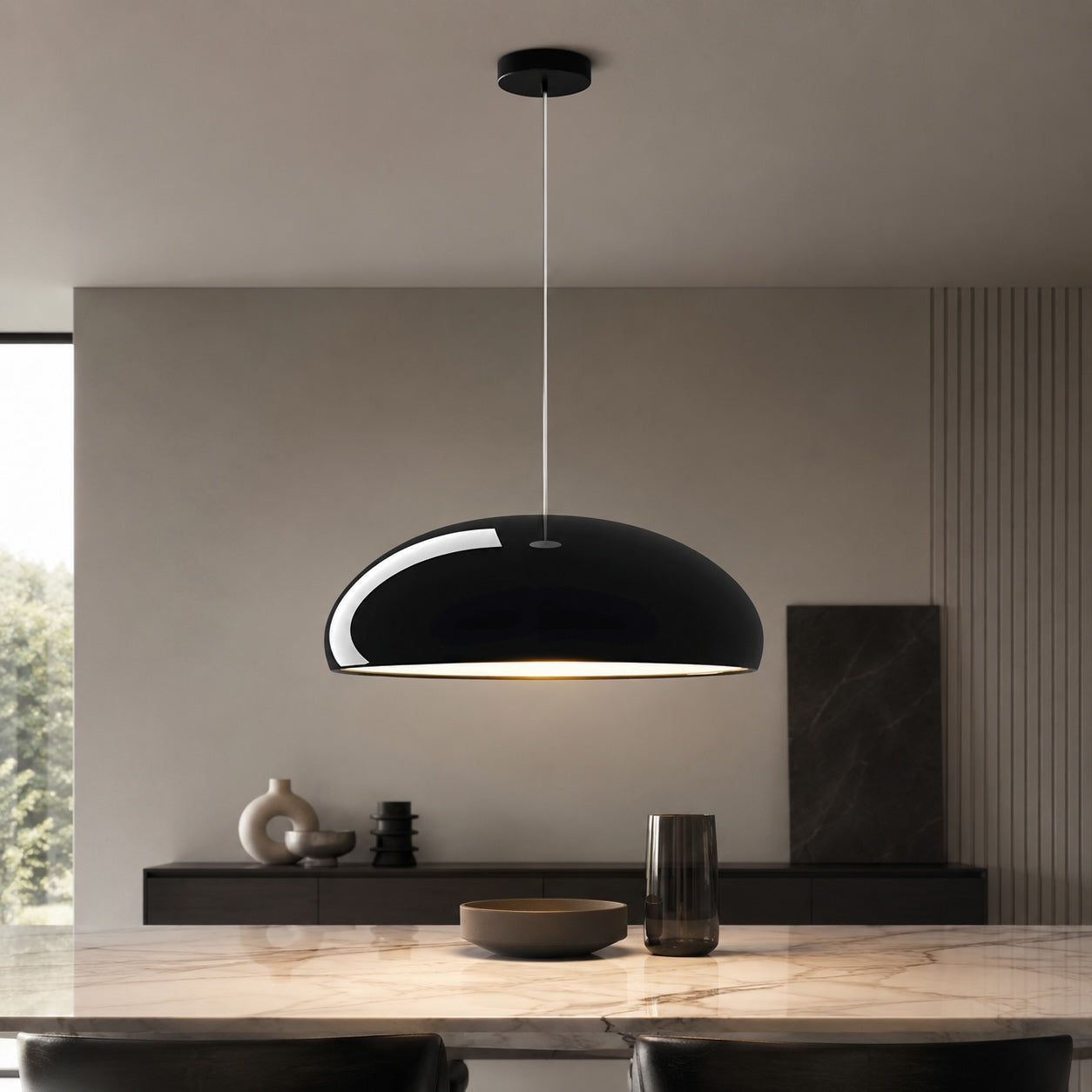 Aluminum Dome Pendant Light – Black, 23.6" / 59.9cm, Warm White – pendant light image 26