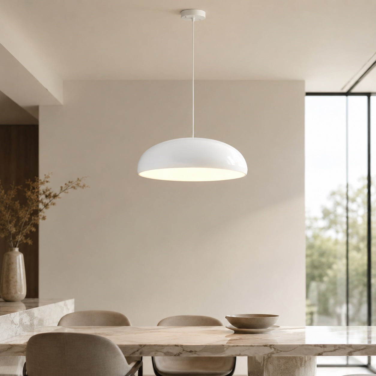 Aluminum Dome Pendant Light – White, 23.6" / 59.9cm, Warm White – pendant light image 27