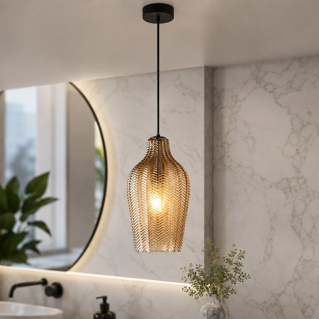 Amber Glass Pendant Light – C – pendant light image 10
