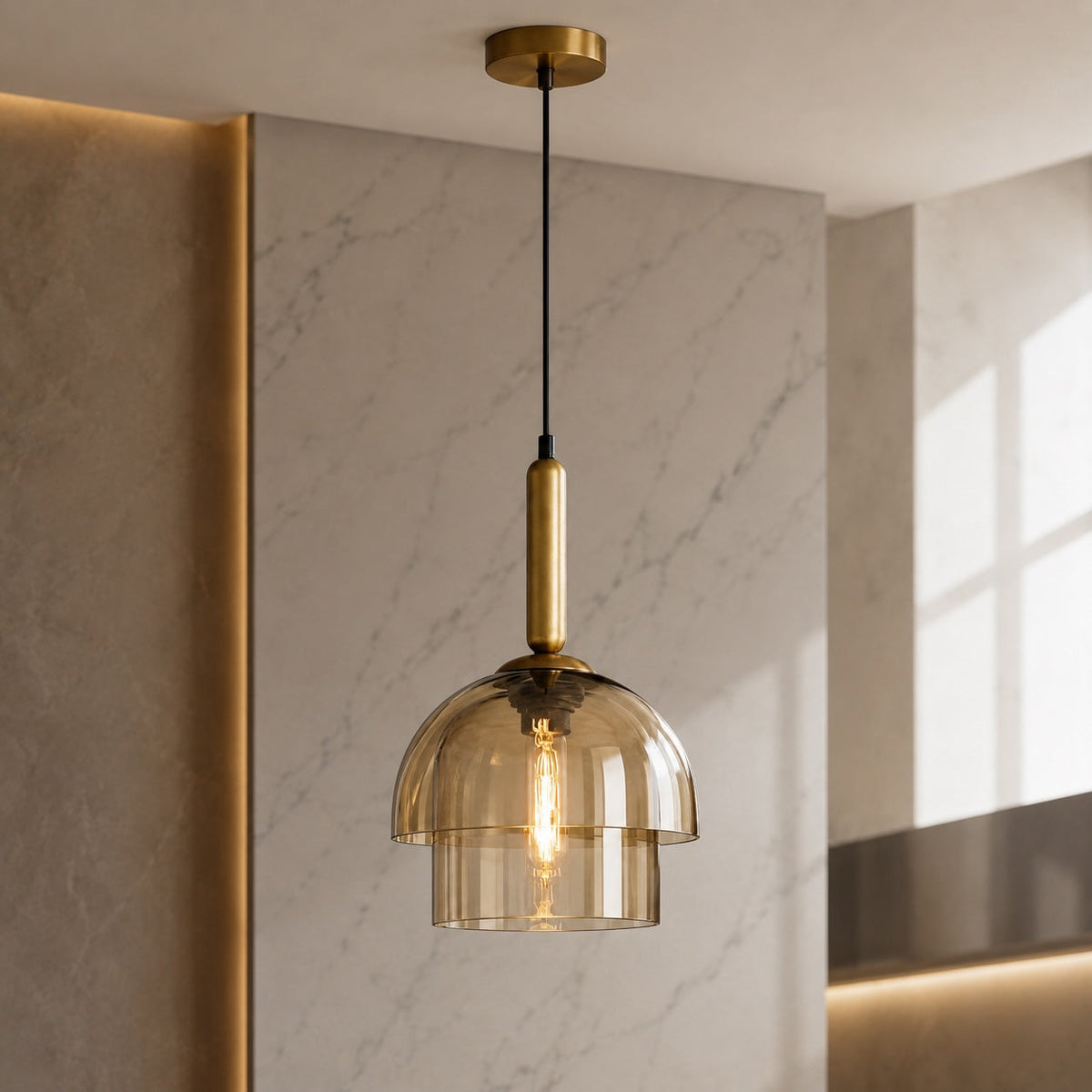 Champagne Glass Pendant Light – Two Layers – pendant light image 1