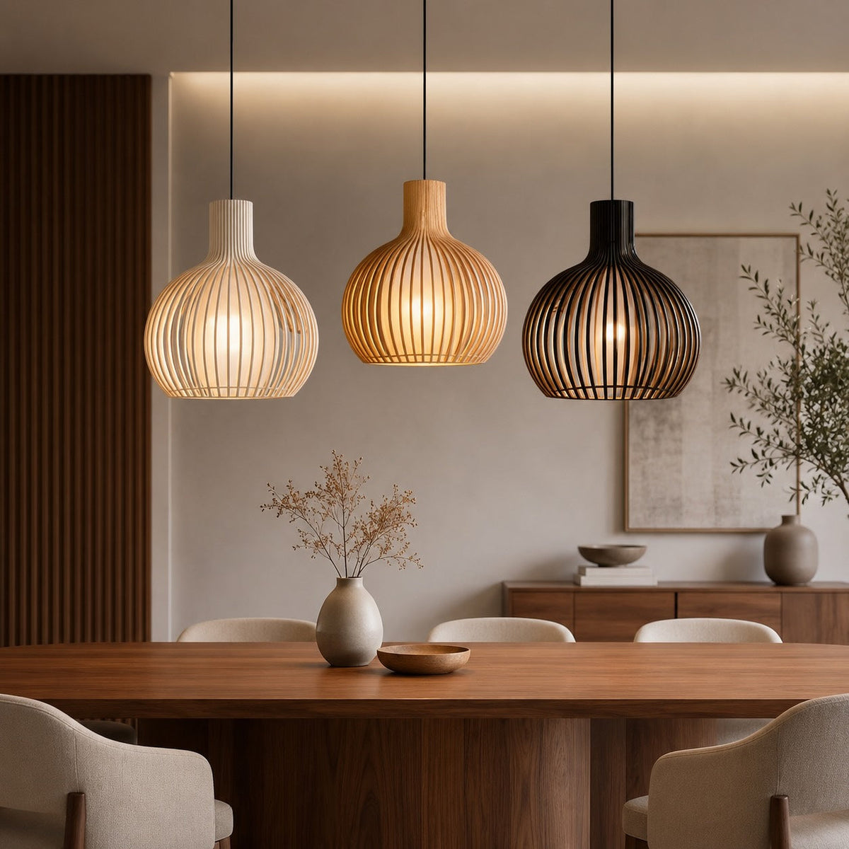 Nordic Wood Cage Pendant Light – pendant light image 2