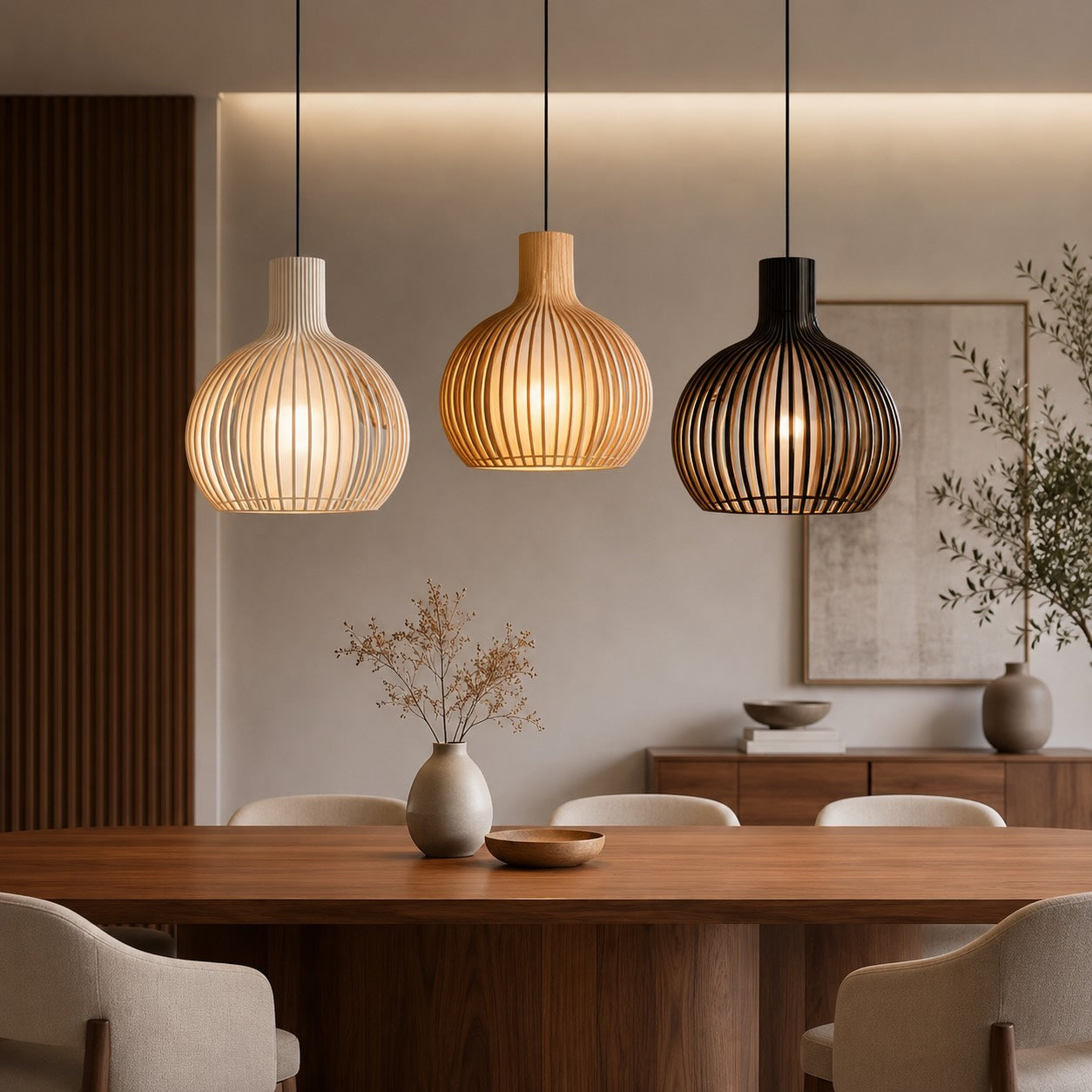 Nordic Wood Cage Pendant Light – pendant light image 2
