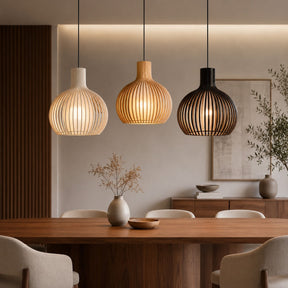 Nordic Wood Cage Pendant Light – pendant light image 2