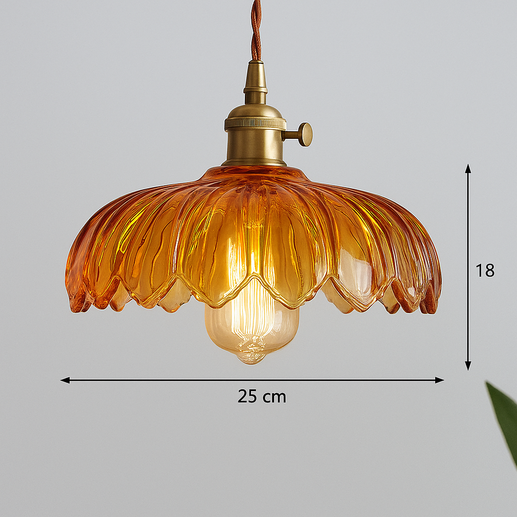 Luminária Pendente de Flores Vintage | Lustre de Vidro Colorido