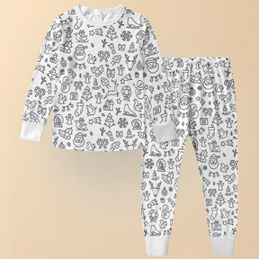 Kids Pajamas Creative Christmas Coloring Set Children