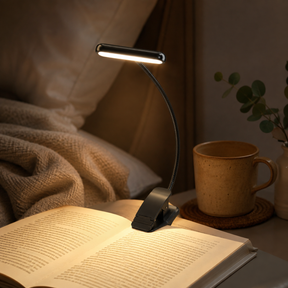 Luminária de Leitura com Clip LED Recarregável via USB e Haste Flexível