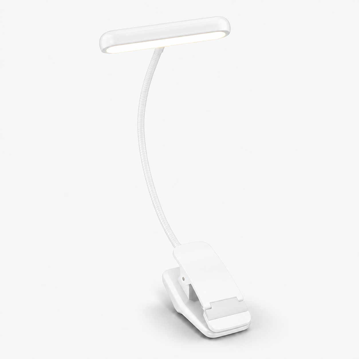 Luminária de Leitura com Clip LED Recarregável via USB e Haste Flexível