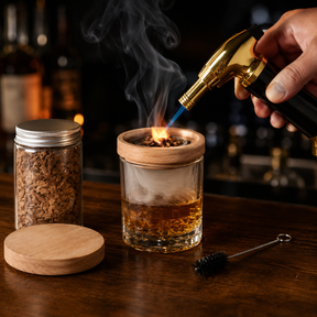 Kit Defumador de Coquetéis com Maçarico e Lascas de Madeira para Bar em Casa