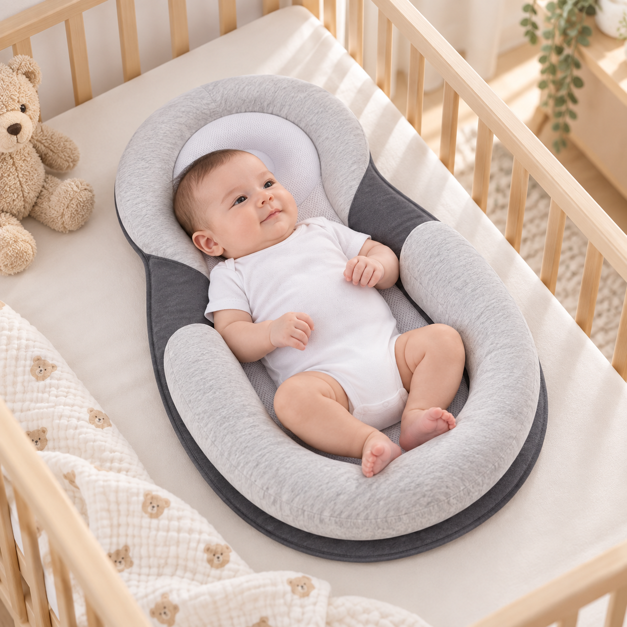 Almofada Ergonômica para Bebê com Design de Apoio para Alívio de Cólicas