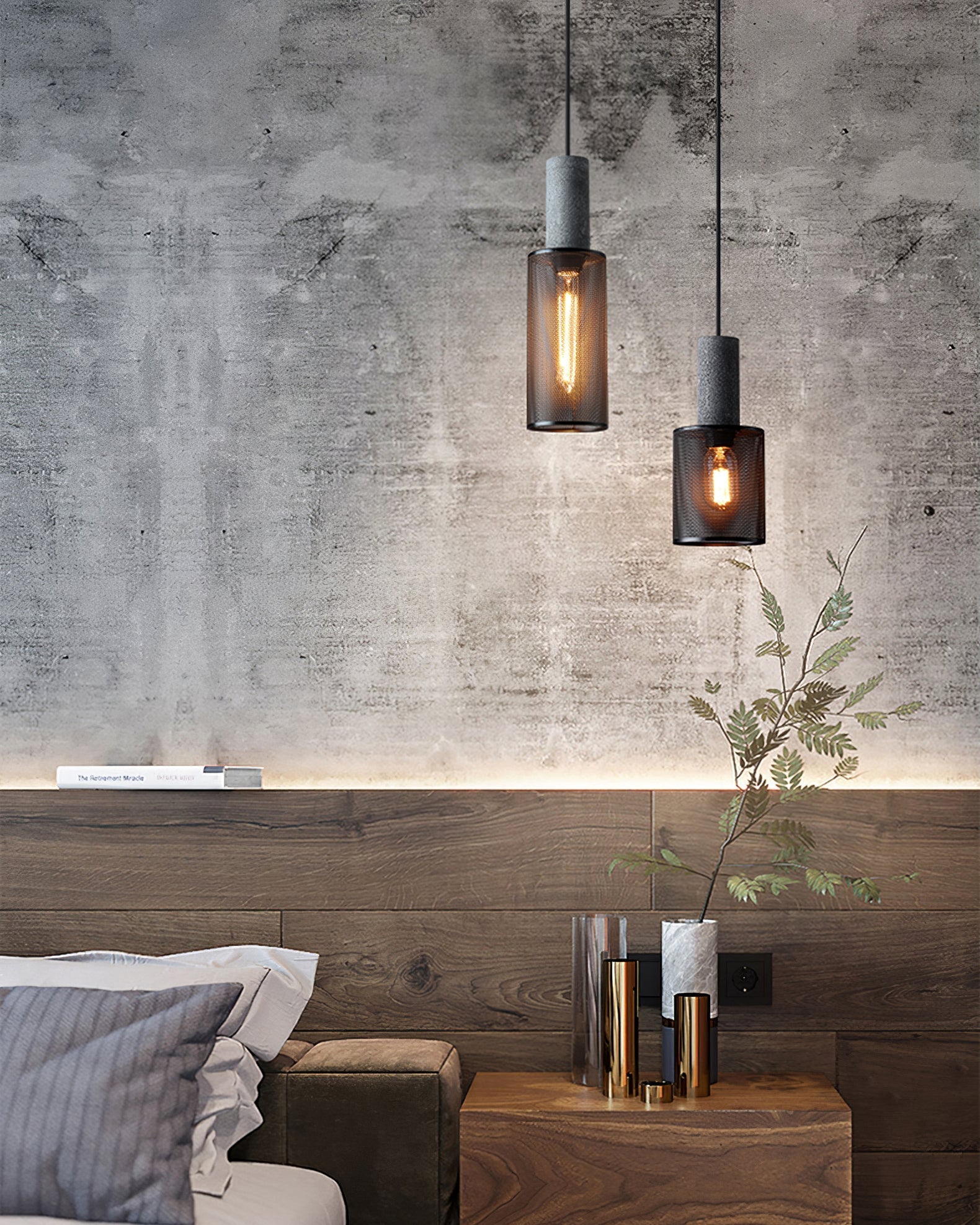 Luminária Pendente de Concreto Urbano | Lâmpada LED Suspensa Industrial