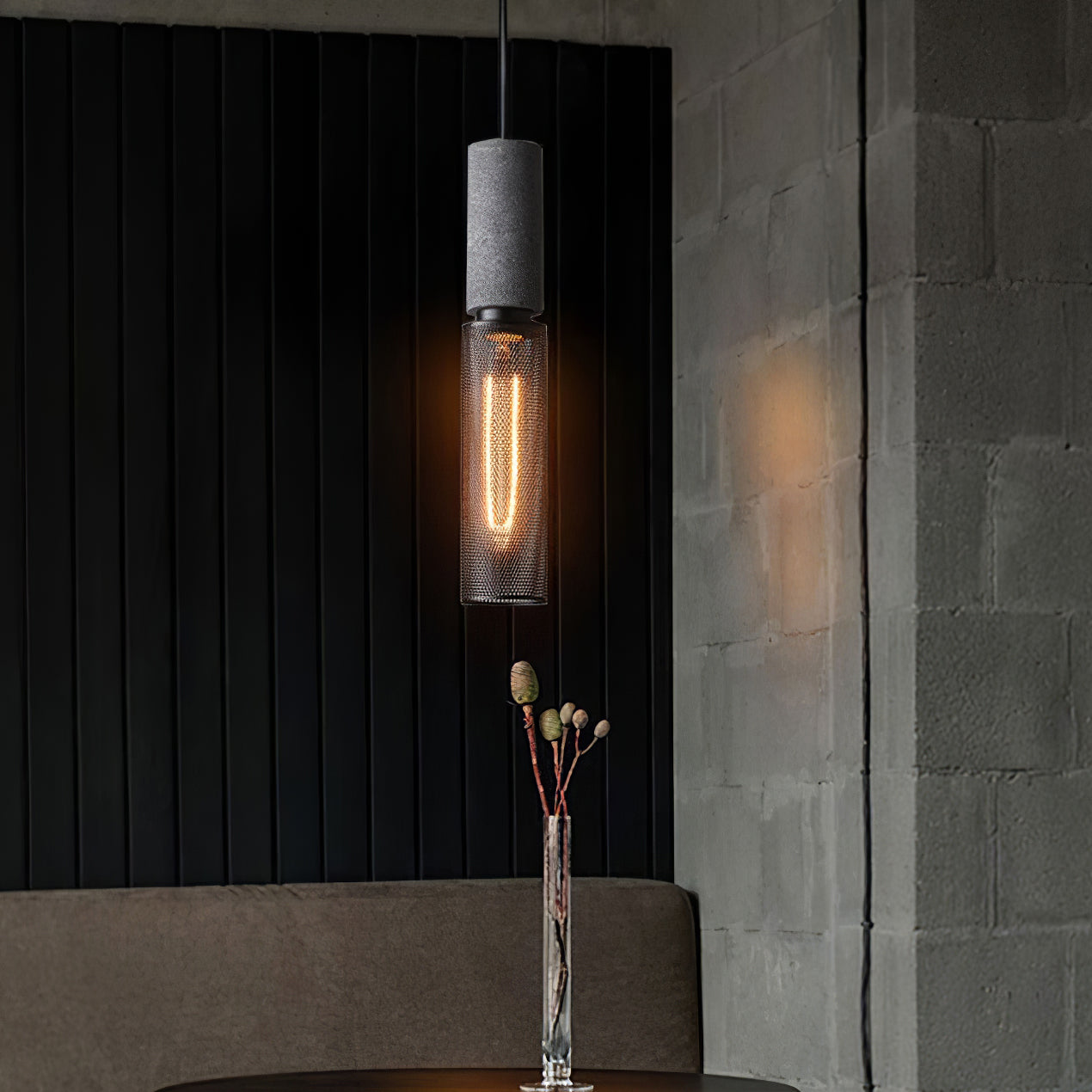 Luminária Pendente de Concreto Urbano | Lâmpada LED Suspensa Industrial