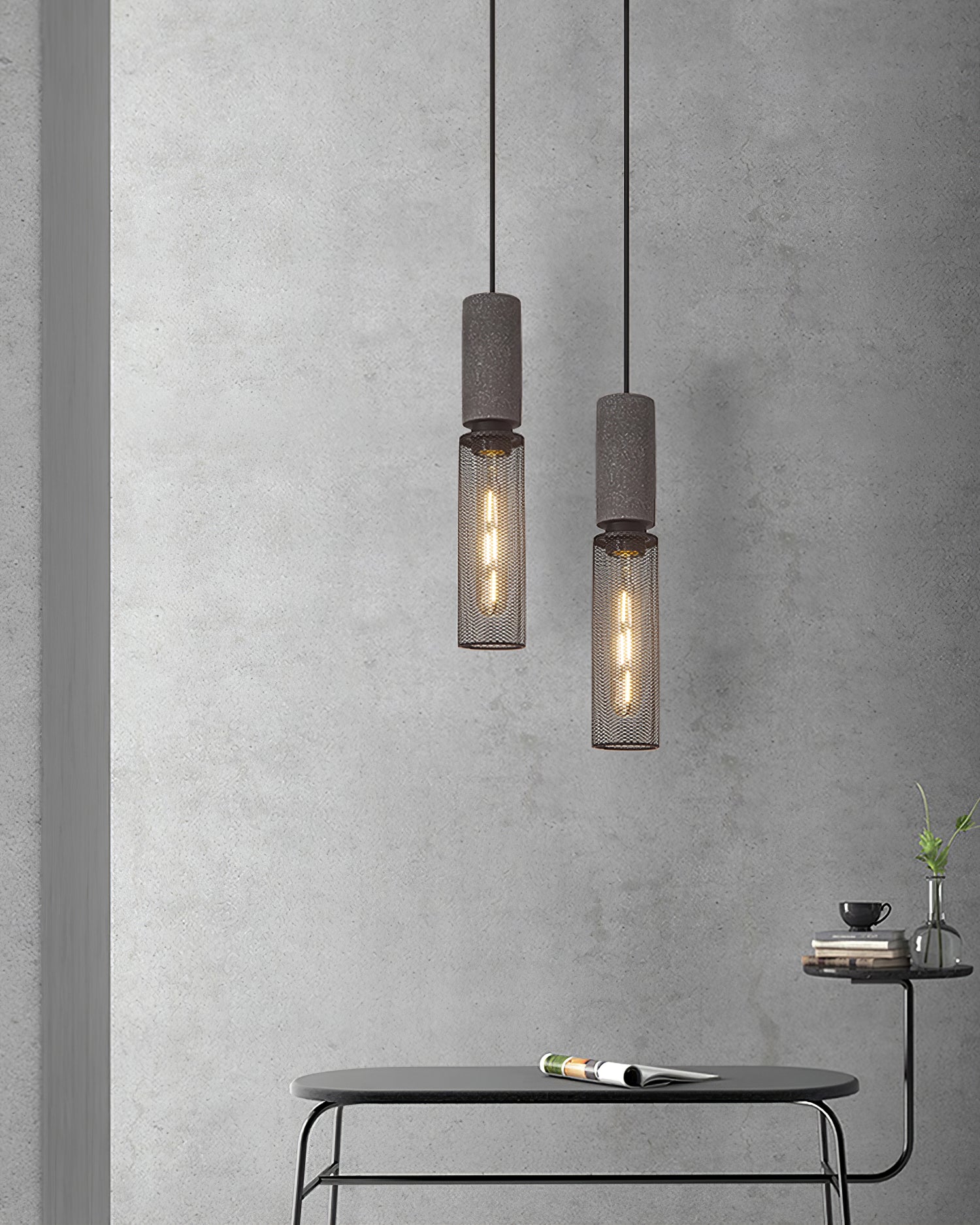 Luminária Pendente de Concreto Urbano | Lâmpada LED Suspensa Industrial