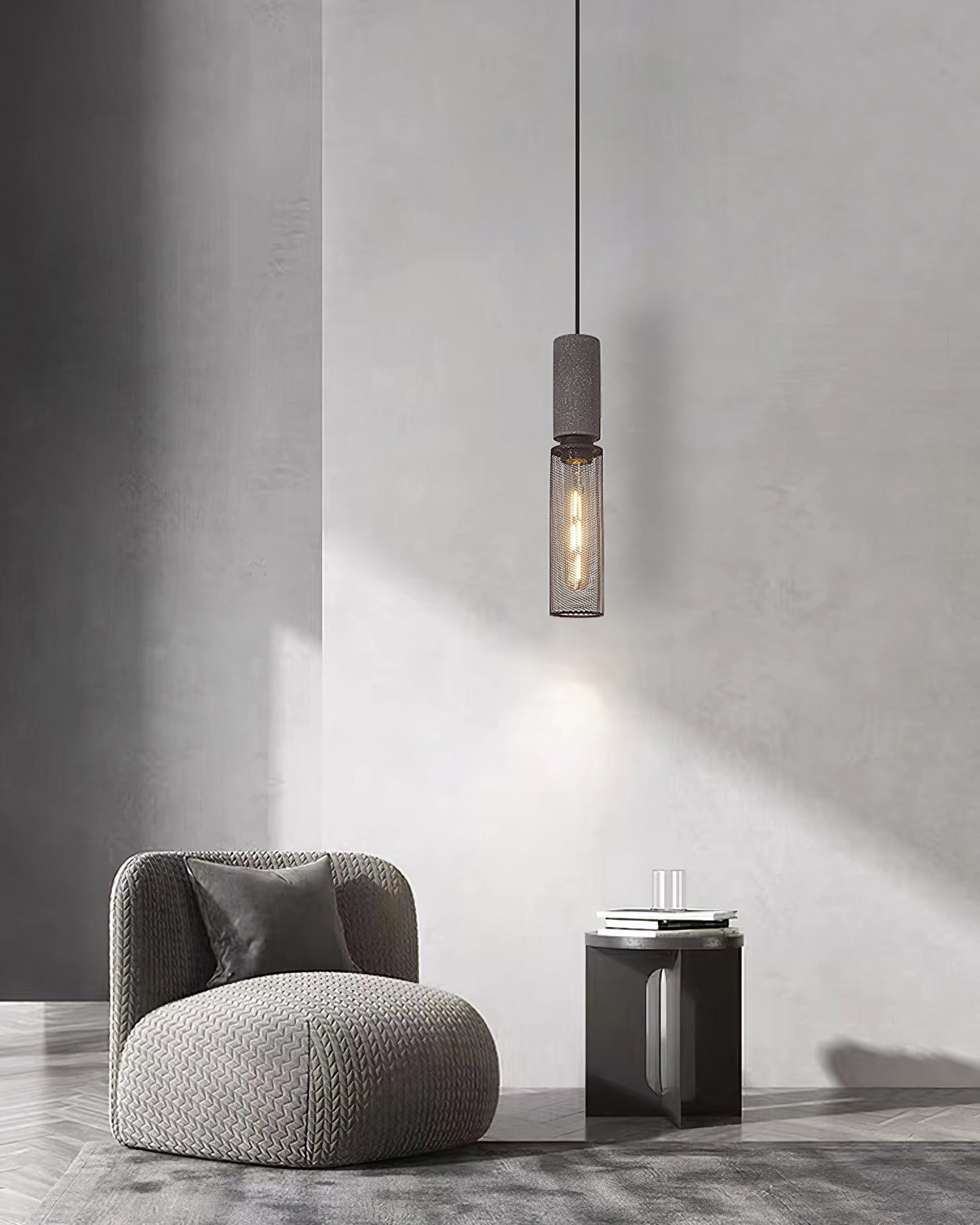 Luminária Pendente de Concreto Urbano | Lâmpada LED Suspensa Industrial