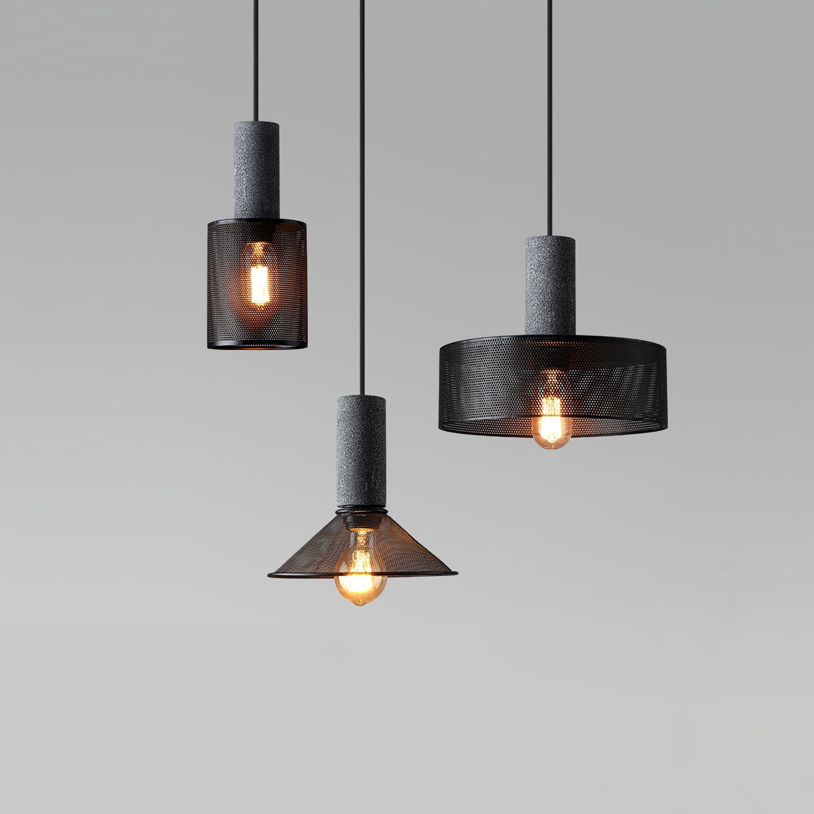 Luminária Pendente de Concreto Urbano | Lâmpada LED Suspensa Industrial