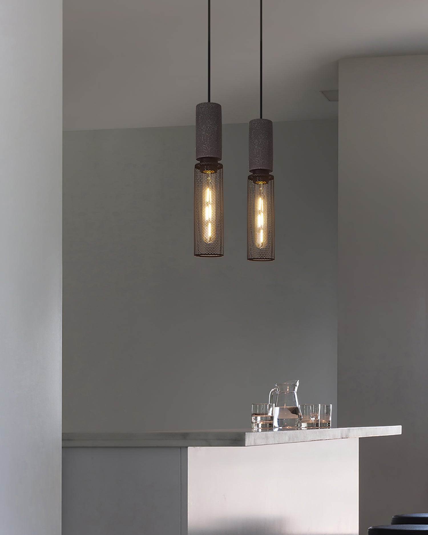 Luminária Pendente de Concreto Urbano | Lâmpada LED Suspensa Industrial