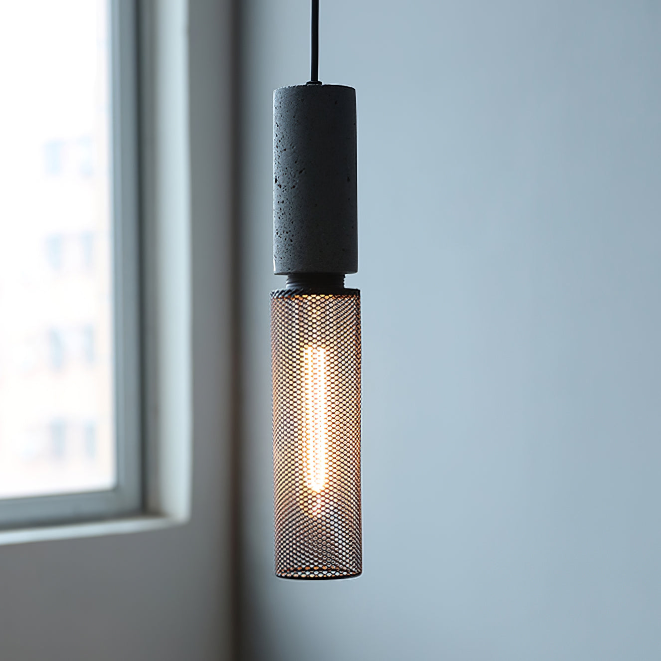 Luminária Pendente de Concreto Urbano | Lâmpada LED Suspensa Industrial